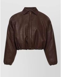 Magda Butrym - Sheepskin Cropped Bomber Jacket Collared Neck - Lyst