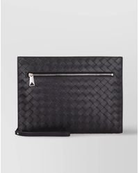 Bottega Veneta - Leather Intrecciato Clutch Bag - Lyst