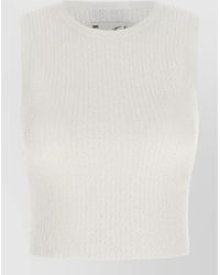 Elisabetta Franchi - Ribbed Sleeveless Cropped Knit Top - Lyst