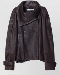 Acne Studios - Cropped Textured Leather Jacket Double Breasted - Lyst