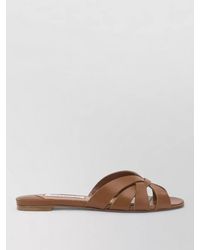 Aquazzura - Copacabana Flat Leather Strap Slide Sandal - Lyst