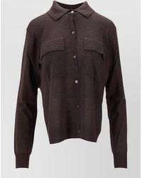 P.A.R.O.S.H. - Knitted Cardigan Long Sleeves Collared Neck Pockets - Lyst