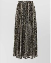 Michael Kors - Snake Print Pleated Crepe Skirt With Elastic Waistband - Lyst