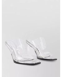 McQueen - Sandals Clear Straps Leather Wedge Heel - Lyst