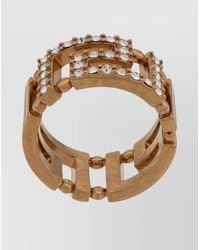 Versace - Crystal-Embellished Greek Key Ring - Lyst