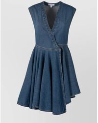 Alaïa - Denim Sleeveless Wrap Mini Dress - Lyst