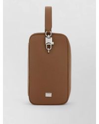 Dolce & Gabbana - Leather Lock Clutch Handbag Top Handle - Lyst