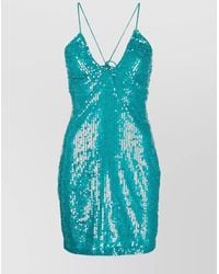 P.A.R.O.S.H. - Sequin Plunging V-Neck Mini Dress - Lyst