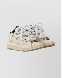 Lanvin - Leather Sneakers With Snake Laces And Chunky Sole - Lyst