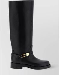 Elisabetta Franchi - Leather Logo Strap Boots - Lyst