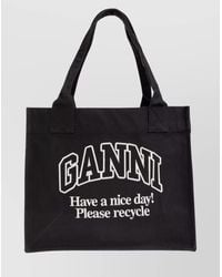 Ganni - Cabas Large Canvas Tote Bag - Lyst
