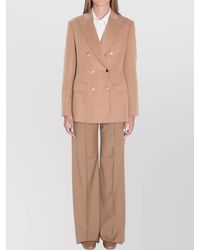 Max Mara - Camel Double-Breasted Blazer - Lyst