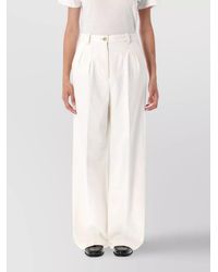 A.P.C. - Denim High-Rise Pleated Wide-Leg Trousers - Lyst