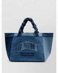 Ganni - Xxl Trapeze Shopper Bag Cotton Tote - Lyst