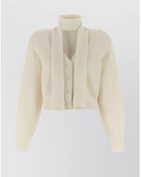 ROTATE BIRGER CHRISTENSEN - High Neck Long Sleeve Knit Cardigan - Lyst
