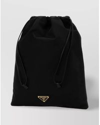 Prada - Fabric Pouch With Drawstring And Logo Detail - Lyst