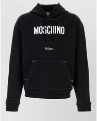 Moschino - Cotton Hooded Sweatshirt Kangaroo Pocket Stitching - Lyst