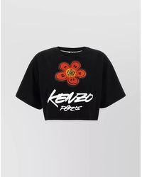KENZO - 'Futura' Graphic Print Cropped T-Shirt - Lyst