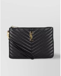 Saint Laurent - Cassandre Leather Clutch Bag - Lyst