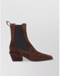 Paris Texas - Pointed Toe Suede Ankle Boots With Block Heel - Lyst