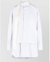 Sacai - Cotton Blend Striped Mini Shirt Dress - Lyst