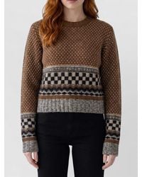 Golden Goose - Virgin Wool Alpaca Jacquard Cropped Crewneck Sweater - Lyst