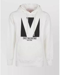 Valentino Garavani - Hooded Sweatshirt With Pocket And Ribbed Details - Lyst