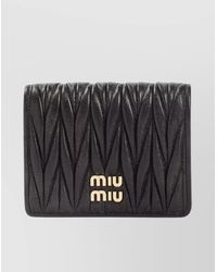 Miu Miu - Lamb Leather Wallet Compact Design-Toned Hardware - Lyst