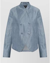 Emporio Armani - Denim Wrap Double-Breasted Blazer Jacket - Lyst