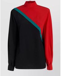 Gucci - Silk High-Neck Long-Sleeve Blouse - Lyst