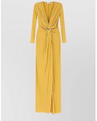 Elisabetta Franchi - Draped V-Neck Long-Sleeve Maxi Dress - Lyst