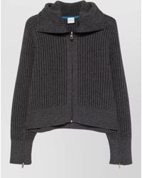 Paul Smith - Wool Ribbed-Knit High-Neck Zip-Up Jacket - Lyst