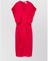 Stella McCartney - Draped Sleeves V-Neck Midi Dress - Lyst