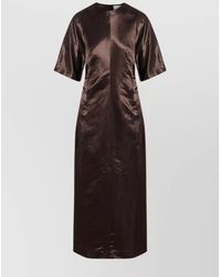 Loulou de Saison - Long Linen And Silk Dress With Back Seam - Lyst