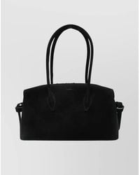 Yuzefi - Rectangular Suede Shoulder Bag With Top Handles - Lyst