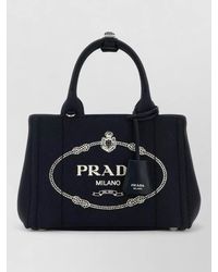 Prada - Canvas Jardinière Shoulder Bag Small Top Handles - Lyst