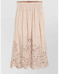 Zimmermann - Elastic Waistband Midi Skirt Laser Cut - Lyst