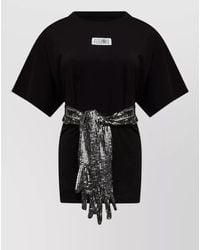 MM6 by Maison Margiela - Cotton Sequin Belted Short-Sleeve T-Shirt - Lyst
