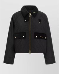 Barbour - Waxed Cotton Cropped Quilted Single Breasted Jacket - Lyst