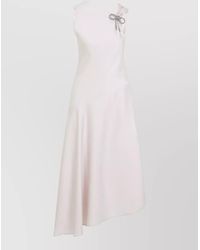Jil Sander - Asymmetric Draped Satin Midi Dress - Lyst