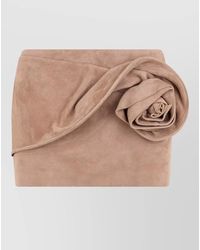 Magda Butrym - Suede Mini Skirt Draped Flower Detail - Lyst