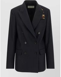 Dries Van Noten - Wool Double-Breasted Embellished Blazer - Lyst