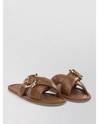Ferragamo - Leather Elyzia Slides - Lyst