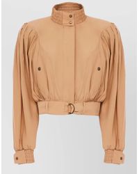 Chloé - Cropped Jacket Puff Sleeves Elastic Cuffs Belt - Lyst