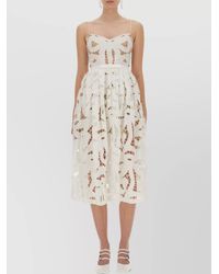 Self-Portrait - Embroidered Midi Dress - Lyst