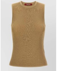 Max Mara - Ribbed Metallic Sleeveless Knitted Top - Lyst