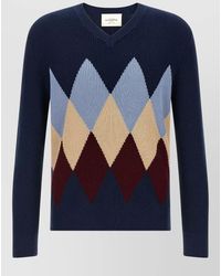 Ballantyne - Argyle Pattern V Neck Ribbed Sweater - Lyst