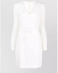 P.A.R.O.S.H. - Belted V-Neck Cutout Mini Dress - Lyst