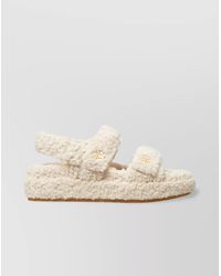 Tory Burch - Faux Shearling Double Strap Platform Sandals - Lyst