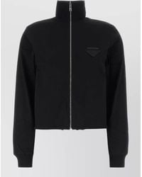 Prada - Cotton Reversible Jacket High Collar Cropped - Lyst